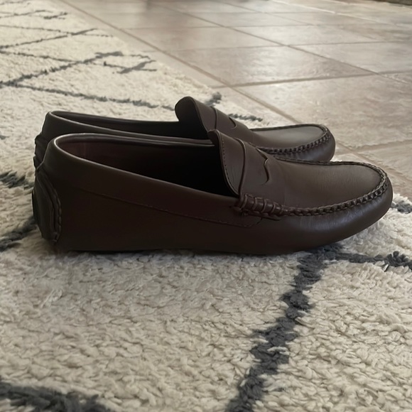 J Crew Factory Men’s Leather Driving Shoes in Dark Cognac Brown Size 9 - Picture 8 of 8